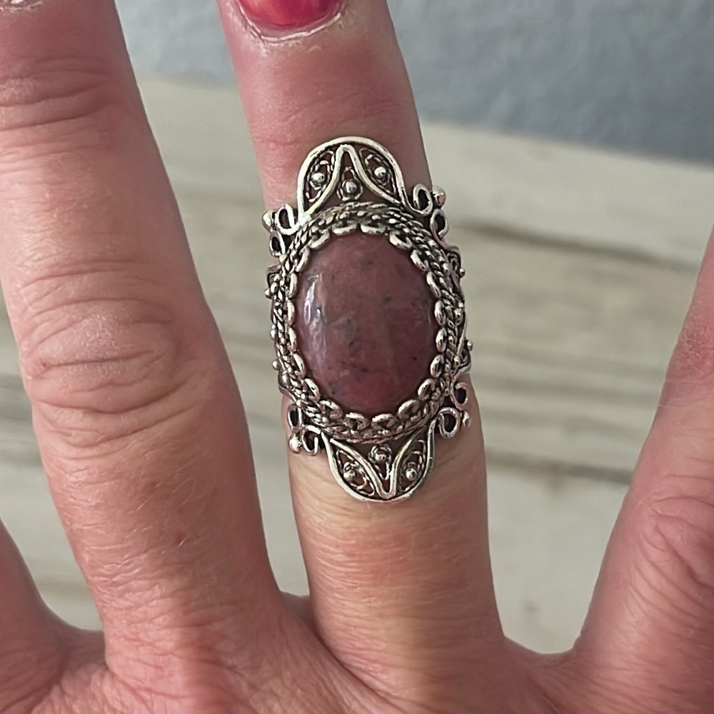 DGS Silver Rhodonite Statement Ring. - Picture 6 of 6